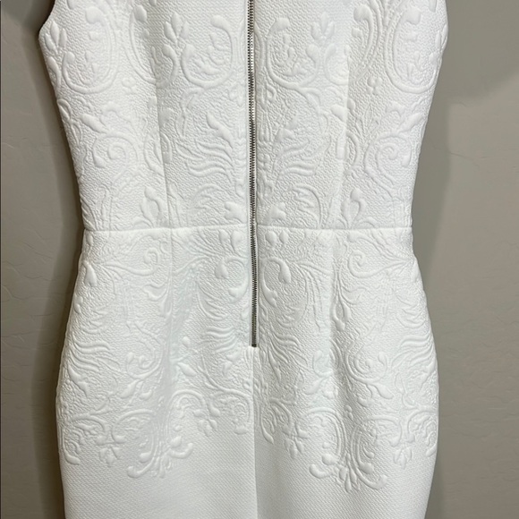 Betsey Johnson Dress Vintage Embossed Wedding White Fitted Reception Y2K Bodycon - Picture 8 of 14
